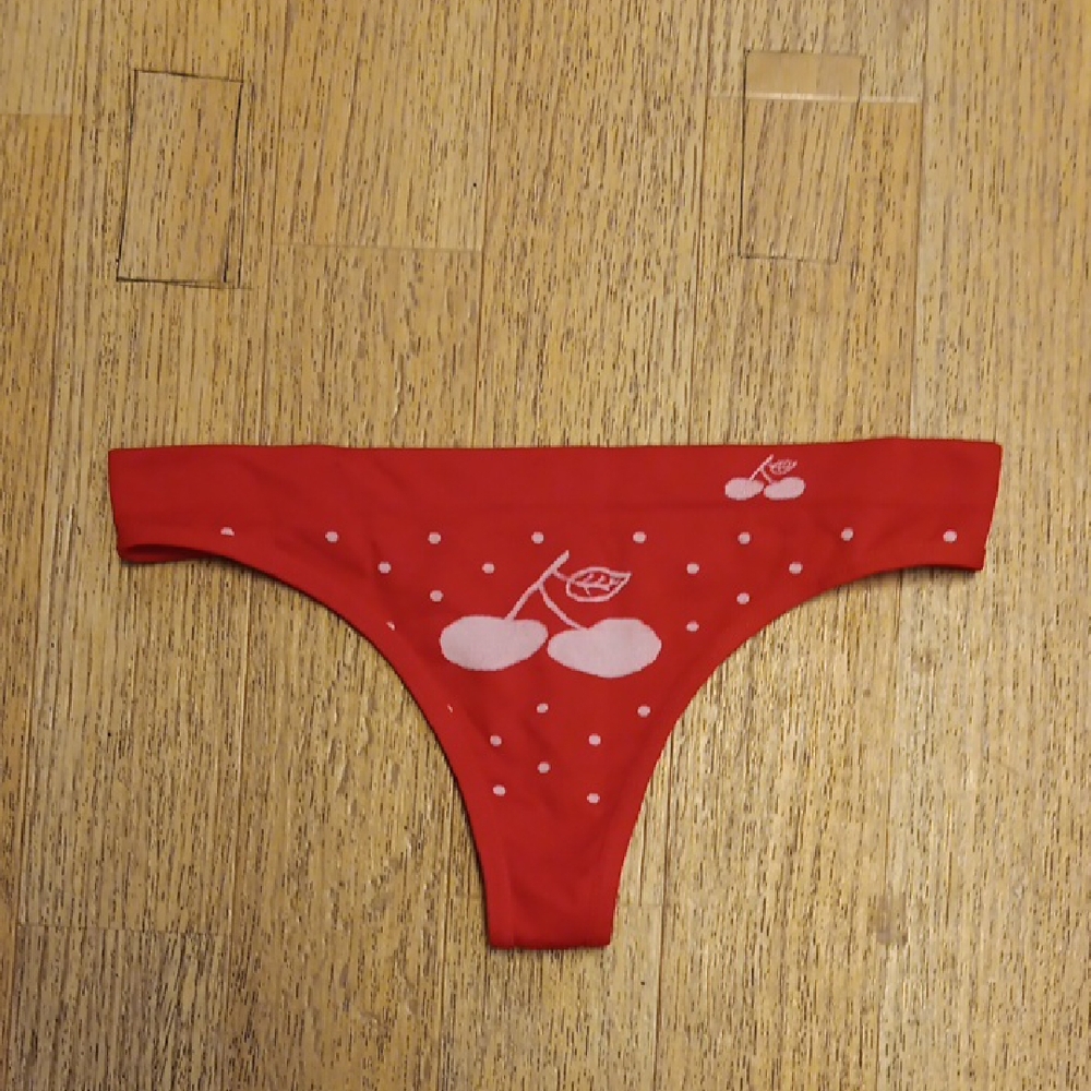 cherry red thong under wear
